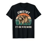 Jimothy Raccoon Seattle Wildlife Trash Panda está Bien para ser Raro Camiseta gráfica económica, Hombre, Negro, L
