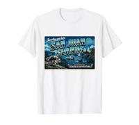 Jimothy San Juan Islands Washington Vintage Postal Camiseta gráfica económica, Hombre, Blanco, XL