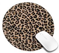 JIMOWANG Alfombrilla de ratón con estampado de leopardo para escritorio con base de goma antideslizante, alfombrilla de ratón redonda para oficina, accesorios de escritorio en casa