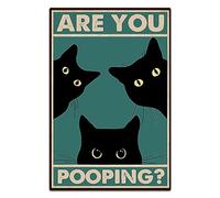 JIMOWANG Black Cat Are You Pooping Funny Vintage Metal Signs for Cafes Bars Pubs Shop Wall Decorative Funny Retro Signs 8x12 Pulgadas