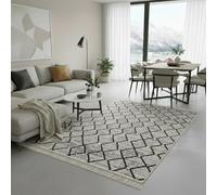 Jimri Alfombra de Pasillo - alfombras para salón, Dormitorio, Cocina, habitación Infantil, baño - Alfombra Boho Kelim - Negro Melange, 160 x 230 cm