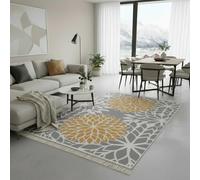 Jimri Alfombra de Pasillo - alfombras para salón, Dormitorio, Cocina, habitación Infantil, baño - Alfombra Boho Kelim - Orient Blue-Gold, 60 x 90 cm