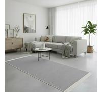 Jimri Fashion4Home Alfombra de Pasillo - Tepiche para salón, Dormitorio, Cocina, habitación de los niños, Cuarto de baño, Alfombra Boho Kelim - Alfombra de Pasillo Gris Claro, tamaño: 80 x 150 cm