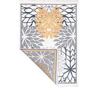 Jimri Fashion4Home Alfombra de Pelo Corto - Alfombra Boho Kelim para salón, Dormitorio y Cocina, Alfombra de Pasillo, Alfombra Oriental, Azul y Dorado, Saludos: 160 x 230 cm