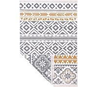 Jimri Fashion4Home Alfombra de Pelo Corto - Alfombra Boho Kelim Alfombra de salón, Dormitorio y Cocina, Alfombra de Pasillo, Alfombra de cerámica, Gris Claro y Dorado, 80 x 150 cm
