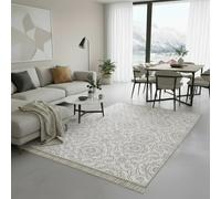 Jimri Alfombra de Pasillo - alfombras para salón, Dormitorio, Cocina, habitación Infantil, baño - Alfombra Boho Kelim - Gris Claro, 120 x 170 cm