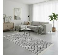 Jimri Alfombra de Pasillo - alfombras para salón, Dormitorio, Cocina, habitación Infantil, baño - Alfombra Boho Kelim - Negro Melange, 80 x 150 cm