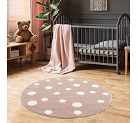 Jimri Fashion4Home Alfombra Infantil con Lunares, Puntos, Alfombra para niños y niñas, para habitación Infantil, Color Beis, Azul y Rosa