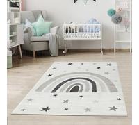 Jimri Alfombra Infantil con diseño de Lunares, con Sello Öko-Tex, Color: Beige, Azul y Rosa, para habitación Infantil/Juvenil (Crema, 80 x 150 cm)