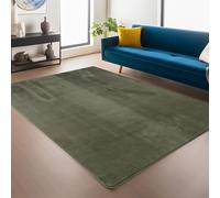 Jimri Alfombra mullida de pelo corto de alta calidad para el hogar, oficina, cocina, entrada, pasillo, sala de estar, lavable a máquina, antideslizante, lavable, 140 x 200 cm, verde