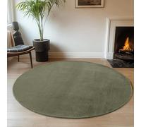 Jimri Alfombra mullida de pelo corto de alta calidad para el hogar, oficina, cocina, entrada, pasillo, sala de estar, lavable a máquina, antideslizante, lavable, 120 cm, redonda, verde