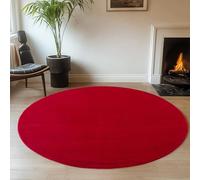 Jimri Alfombra mullida de pelo corto de alta calidad para el hogar, oficina, cocina, entrada, pasillo, sala de estar, lavable a máquina, antideslizante, lavable, 80 cm, redonda, color rojo
