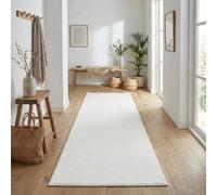 Jimri Alfombra mullida de Pelo Corto de para el hogar, Oficina, Cocina, Entrada, Pasillo, Sala de Estar, Lavable a máquina, Antideslizante, Lavable - Crema_Blanco, 80 x 250 cm