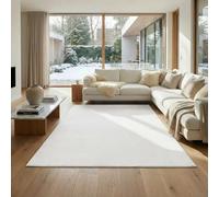 Jimri Alfombra mullida de Pelo Corto de para el hogar, Oficina, Cocina, Entrada, Pasillo, Sala de Estar, Lavable a máquina, Antideslizante, Lavable, 120 x 160 cm, Creme
