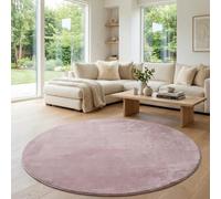 Jimri Alfombra mullida de Pelo Corto de para el hogar, Oficina, Cocina, Entrada, Pasillo, Sala de Estar, Lavable a máquina, Antideslizante, Lavable - Rosa, 80 cm Redonda