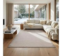 Jimri Alfombra mullida de Pelo Corto de para el hogar, Oficina, Cocina, Entrada, Pasillo, Sala de Estar, Lavable a máquina, Antideslizante, Lavable - Beige, 200 x 280 cm