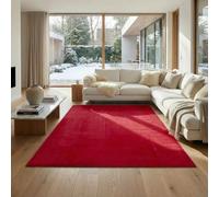 Jimri Alfombra mullida de Pelo Corto hogar, Oficina, Cocina, Entrada, Pasillo, salón, Lavable a máquina, Antideslizante, Lavable - 120 x 160 cm, Color Rojo