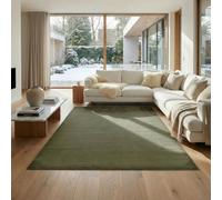 Jimri Alfombra mullida de Pelo Corto hogar, Oficina, Cocina, Entrada, Pasillo, salón, Lavable a máquina, Antideslizante, Lavable - 120 x 160 cm, Verde