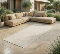 Jimri Alfombra para Interior y Exterior, Resistente a la Intemperie, para balcón, terraza, jardín, salón, Cocina, Resistente, Resistente a los Rayos UV y al Agua, tamaño 60 x 180 cm, Color Blanco