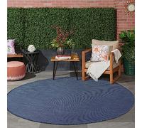 Jimri Alfombra para Interior y Exterior, Resistente a la Intemperie, para Balcón, Terraza, Jardín, Salón, Cocina, Resistente a los Rayos UV y al Agua, Tamaño 160 cm, Redonda, Color Azul