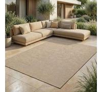 Jimri Alfombra para Interiores y Exteriores, Resistente a la Intemperie, para balcón, terraza, jardín, salón, Cocina, Resistente, Resistente a los Rayos UV y al Agua, tamaño 80 x 150 cm, Color Beige