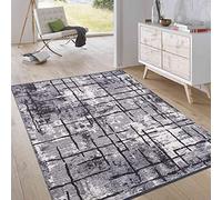 Jimri Alfombra para salón, Elegante Pelo Corto, diseño Vintage, Moderna, Tejido Plano, Reversible. diseño de Rayas, Gris Claro, tamaño: 75 x 150 cm