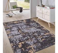 Jimri Alfombra para salón, Elegante Pelo Corto, diseño Vintage, Moderna, Tejido Plano, Reversible. Gris Abstracto, tamaño: 190 x 290 cm