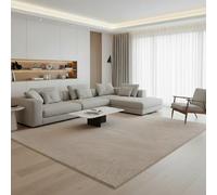 Jimri Fashion4Home Alfombra de Pelo Corto Liso para Sala de Estar, habitación de los niños, Dormitorio, Estudio, Oficina, Pasillo y Cocina, Color Beige, tamaño: 140 x 200 cm