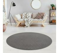 Jimri Fashion4Home Alfombra de Pelo Corto Liso para salón, habitación de los niños, Dormitorio, Estudio, Oficina, Pasillo y Cocina, Color Gris, tamaño: 200 cm, Redonda