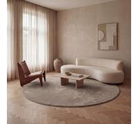 Jimri Fashion4Home Alfombra de Pelo Corto Liso para salón, habitación de los niños, Dormitorio, Estudio, Oficina, Pasillo y Cocina, Color Beige, tamaño: 160 cm, Redonda