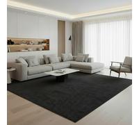 Jimri Fashion4Home Alfombra de Pelo Corto Liso para salón, habitación de los niños, Dormitorio, Estudio, Oficina, Pasillo y Cocina, Color Negro/Antracita, tamaño: 160 x 230 cm