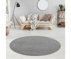Jimri Fashion4Home Alfombra de Pelo Corto Liso para salón, habitación de los niños, Dormitorio, Estudio, Oficina, Pasillo y Cocina, Color Gris Claro, tamaño: 120 cm, Redonda