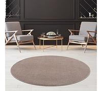 Jimri Fashion4Home Alfombra de salón - Alfombra monocromática para habitación de los niños, Dormitorio, Estudio, Oficina, Pasillo y Cocina, Alfombra de Pelo Corto, Color Beige, tamaño: 120 cm Redondo
