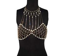 JIN YU MAN TANG Collar de Metal Simple y Elegante Bikini Playa Hecho a Mano Colgando Cuello Cadena de Sujetador Hueco