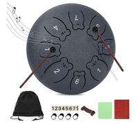 JINBAITAI Bear - Tambor de lengua de acero de 6 pulgadas, 8 notas, tambor de lluvia para jardín exterior, instrumentos musicales para niños, juego de tambor de mano para principiantes para adultos con