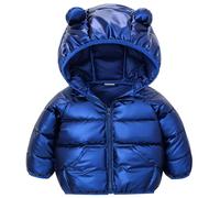 JinBei Bebé Chaqueta Invierno,Negro Niña Abrigo Plumifero con Capucha, Brillante Engrosamiento Impermeable Acolchado Traje Cálida Ligero Infantil Niños Niñas Ropa 3-4 Años