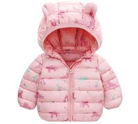 JinBei Chaqueta Invierno para Bebés, Niñas Abrigo Plumas con Capucha, Unicornio Rosa Conejo Cazadora Chandal Acolchado Ligero Traje CáLido Grueso Infantil Otoño Nieve Niña 2-3 Años