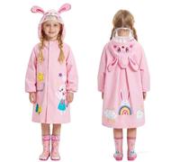 JinBei Chubasquero Niños Niñas Impermeable Poncho con Capucha, 2-8 Años | Ligero de Lluvia, Rayas Reflectantes, Plegable, Diseño 3D, Chaqueta Unisex Infantil, para Escuela, Barro, Camping, Lluvia