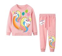 JinBei Conjuntos Deportivos para bebé Niña Globos Chándales Conjunto Sudaderas Rosa Sweater Pantalones Ajustable Cinturón Algodon Otoño Invierno Trajes Disfraces Talla 116-122
