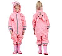 JinBei Impermeable Niña Chaquetas Lluvia Chubasqueros Rosa Conejo Infantil Traje de Lluvia Capucha Mono Grande Frozen Poncho Pantalon Escuela Impermeables Transpirable Reflectante Capa Ropa 7-10 Años