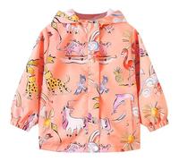JinBei Impermeable Niños con Capucha Chaqueta de Lluvia Transpirable Patrón Animal Manga Larga Rosa Chubasquero Aire Libre Abrigos Ligeros con Forro Blando Niñas Edad 9-10 Años