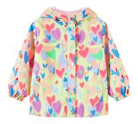 JinBei Impermeable Niños con Capucha Chaqueta de Lluvia Transpirable Patrón Corazón Manga Larga Rosa Chubasquero Abrigos Ligeros con Forro Blando Cremallera Primavera Niñas Ropa 2-3 Años