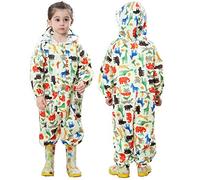 JinBei Impermeable para Bebé Niñas Dinosaurio Encapuchado Chubasqueros Chaquetas Amarillo Capa de Lluvia Niño Mono de Bolsillo Poncho Pantalon Abrigos Impermeables Transpirable al Aire Libre 0-3 Años