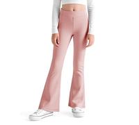 JinBei Leggings Acampanados Niñas Cintura Alta Pantalones Campana Forro Cepillado Infantiles Rosa Bootcut Legging Cómodos Ropa Elásticos Mallas Niña para Deportes Baile Casual, 10-11 Años