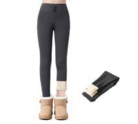 JinBei Leggings Térmicas para Niña Forro Polar Invierno Pantalones con Bolsillos Largos Calentitos Mallas Infantiles Cintura Alta Suaves Grueso Pantalón Ropa Adolescentes Gris, 9-12 Años