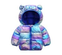 JinBei Niña Chaqueta Invierno, Azul Zafiro Abrigo Plumifero con Capucha, Brillante Engrosamiento Impermeable Acolchado Traje Cálida Ligero Infantil Niñas Ropa 4-5 Años