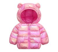 JinBei Niña Chaqueta Invierno,Rose bebés Abrigo Plumifero con Capucha, Brillante Engrosamiento Impermeable Acolchado Traje Cálida Ligero Infantil Niñas Ropa 1-2 Años