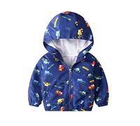 JinBei Niños Cazadora Niño Casual Chaqueta Primavera Y Otoño Abrigo Coche Fino Cartoon Impresión Corto Chaqueta A Prueba De Viento con Cremallera Azul 4-5 Años