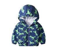 JinBei Niños Cazadora Niño Casual Chaqueta Primavera Y Otoño Abrigo Dinosaurio Fino Cartoon Impresión Corto Chaqueta A Prueba De Viento con Cremallera Verde 5-6 Años