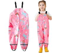 JinBei Pantalones Impermeables Niñas A Prueba de Viento Pantalones de Lluvia Simpático Rosa Caballo Arco Iris Correa Ajustable Bolsillo de Tiras Reflectantes Pantalón Infantil Ropa Edad 5 Años